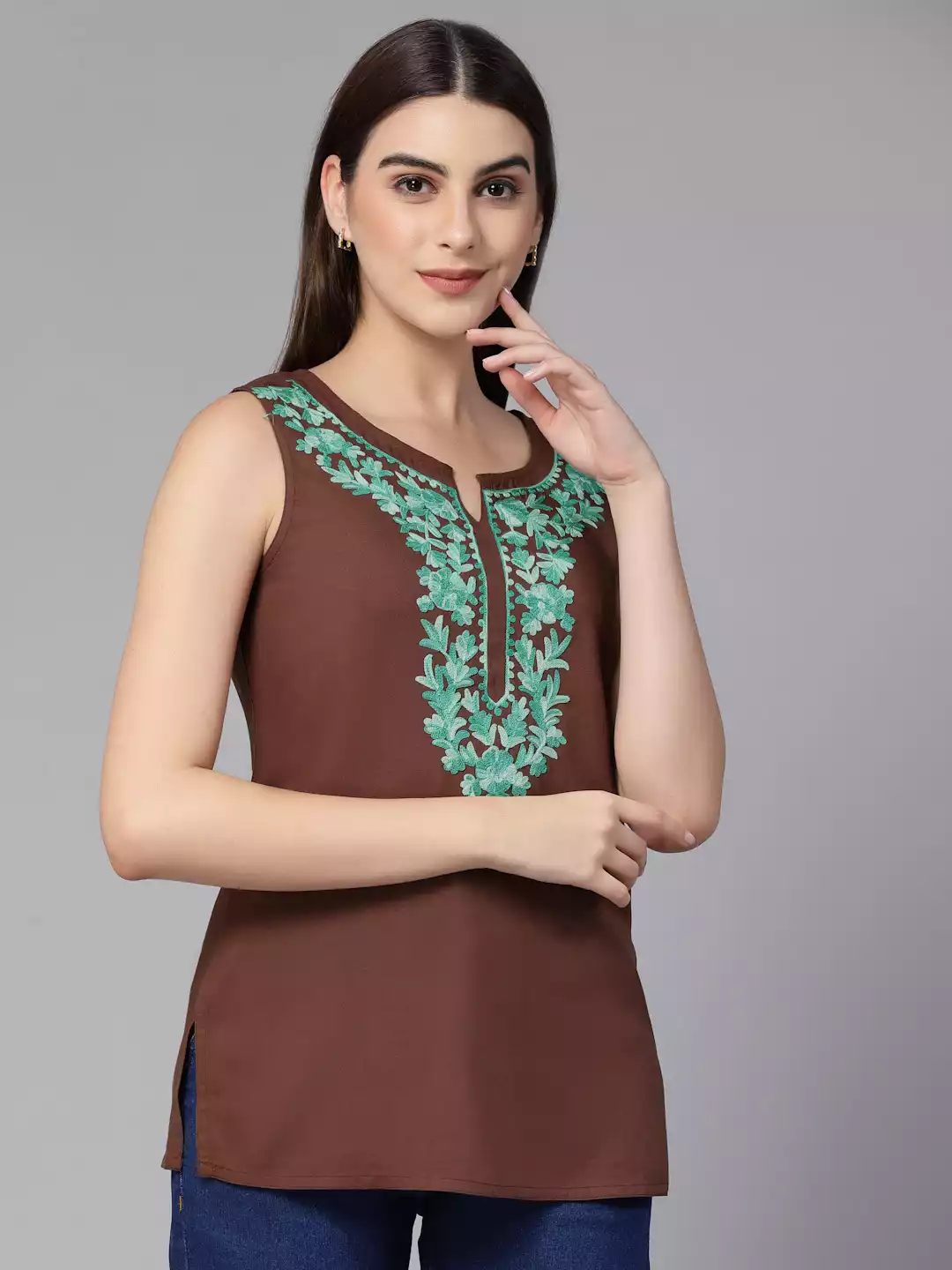 Amaira-Brown-Sleeveless-Short-Kurti3.webp