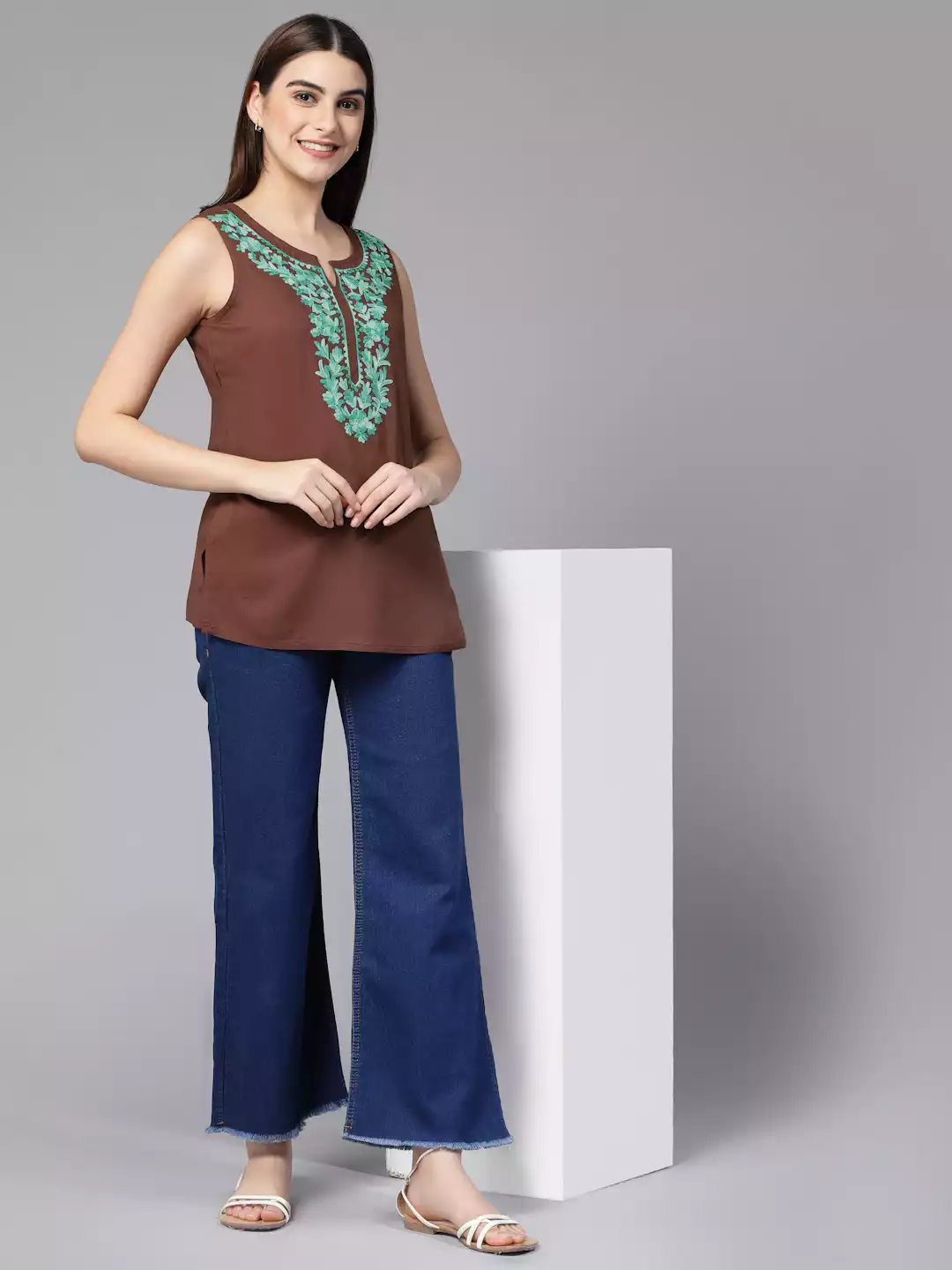 Amaira-Brown-Sleeveless-Short-Kurti5.webp